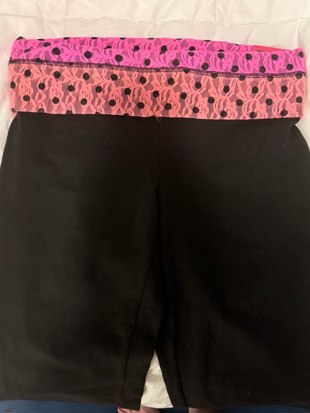 *RARE* PINK Victoria's Secret Black Boot Cut Pants Lace Waistband - Picture 2 of 7